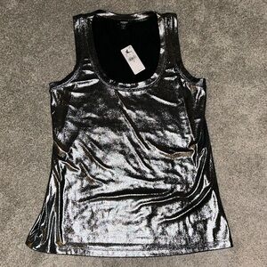Express Metallic Silver Shiny Tank Top XS